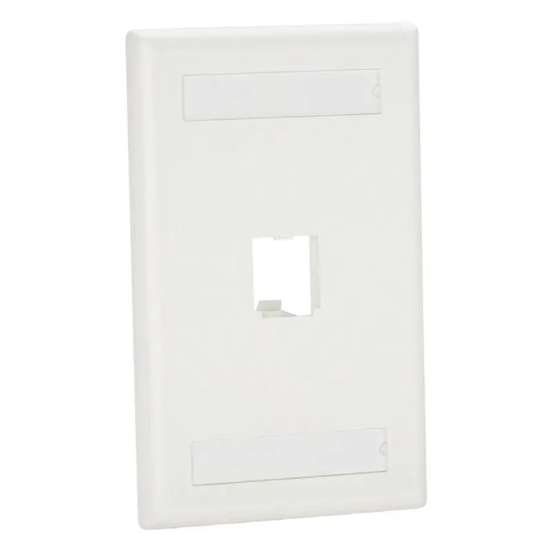 Placa de Pared Vertical Clásica, Salida Para 1 Puerto Mini-Com, Con Espacios Para Etiquetas, Color Blanco Mate