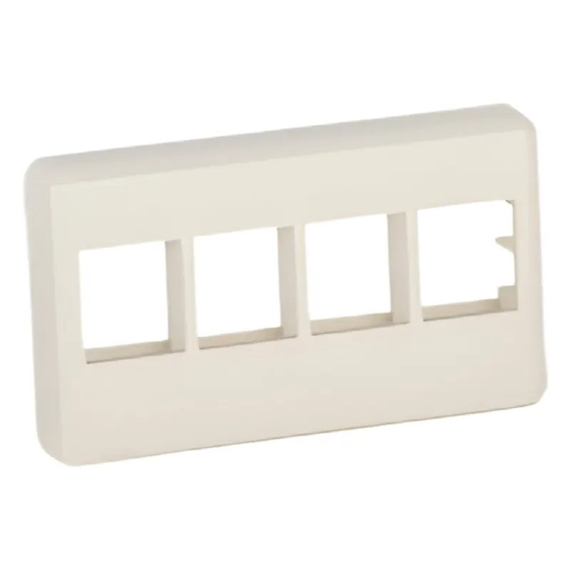 Placa de Pared Para Mueble Modular, Salida Para 4 Puertos Keystone, Color Blanco Mate