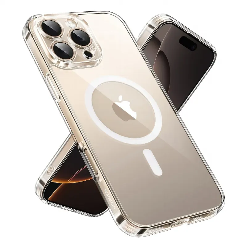 Funda Protectora Magnética / 38 Imanes N52 / Compatible MagSafe / Anti-Amarilleo UV / Resistencia 4H Arañazos / Borde Elevado 0.9 mm / Transparente