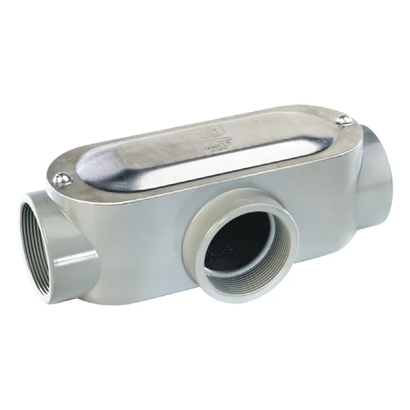 Caja oval roscada tipo T de 1 1/4 (31.8 mm) incluye tapa y tornillos.