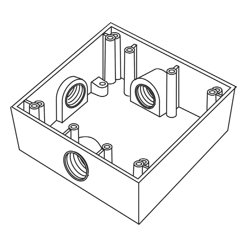 Caja Cuadrada de 3/4 (19.05 mm) a Prueba de Intemperie/ Cuenta con 3 bocas.