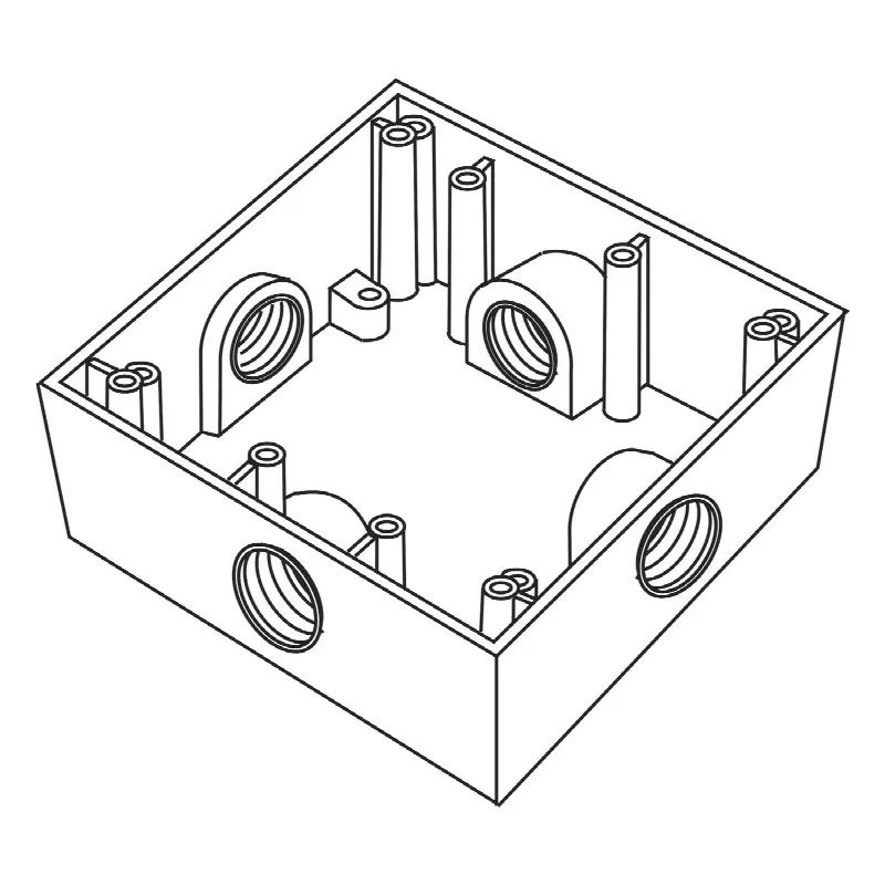 Caja Cuadrada de 3/4 (19.05 mm) a Prueba de Intemperie/ Cuenta con 4 bocas.