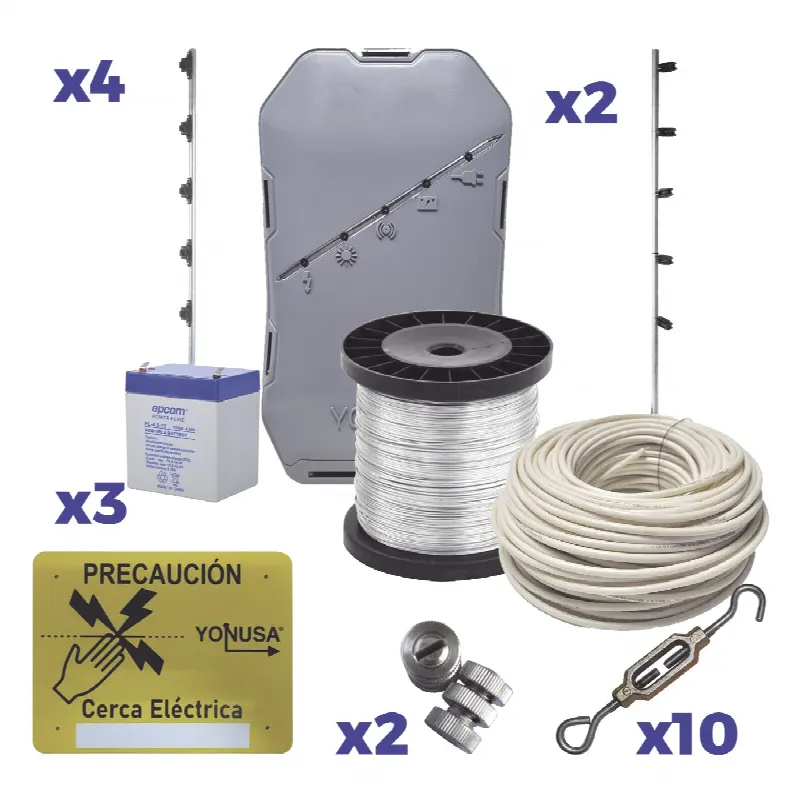 Kit Energizador Perimetral / 25 m (82 ft) de Protección / 12,000 V / Consumo 1.2 kW/mes / SMT / Antioxidante y Anti-UV