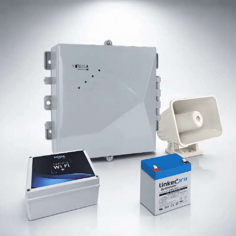 Energizador de Cerco Eléctrico / 12,000 V Disuasivo / Control Wi-Fi / Respaldo de Batería 3 Días / Detección de Intrusión / IP Resistente a Lluvia y UV