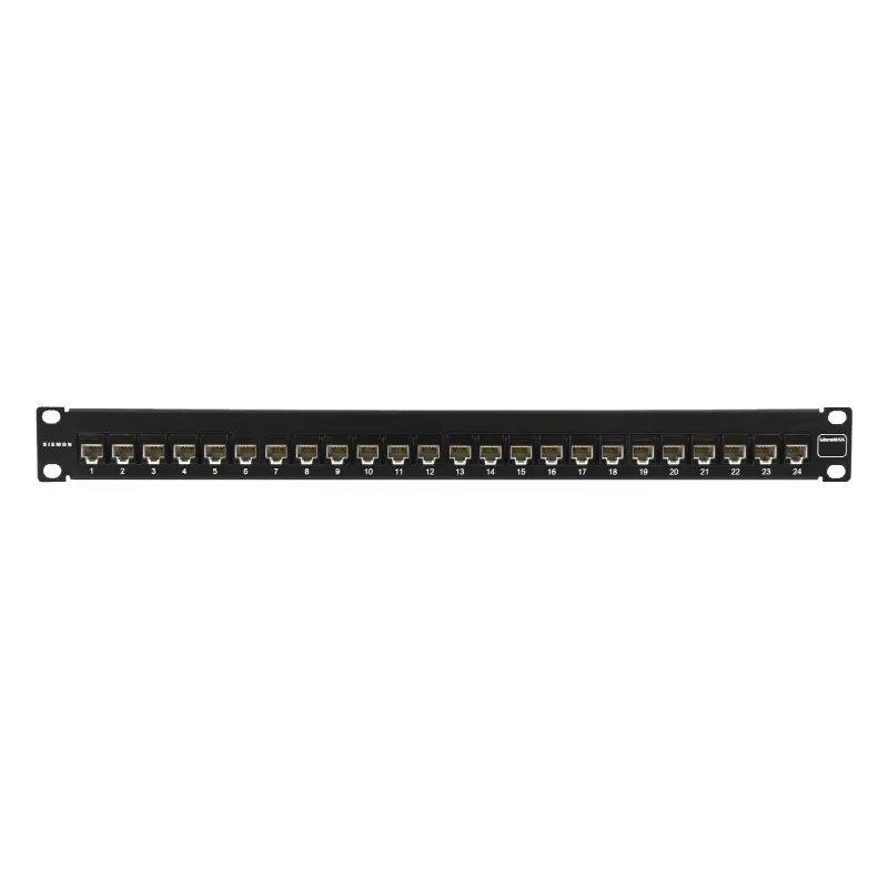 Patch Panel UltraMAX. UTP, Precargado con Jacks Cat6A, 24 Puertos, Plano, 1U