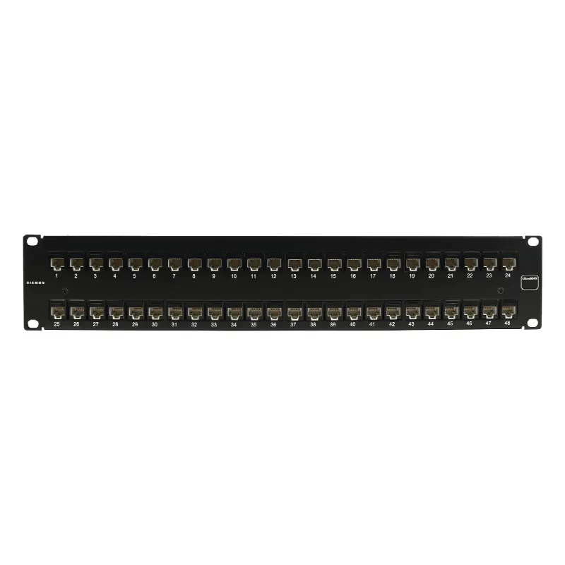Patch Panel UltraMAX. UTP, Precargado con Jacks Cat6A, 48 Puertos, Plano, 2U