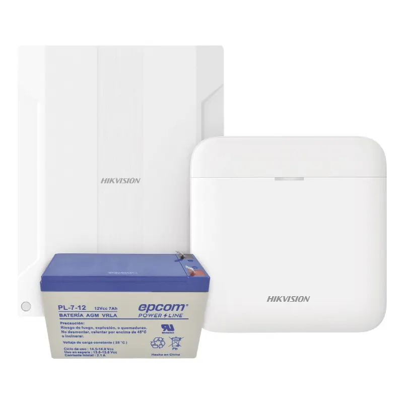 (AXPRO) KIT  de alarma AXPRO conversión de zonas cableadas a inalámbricas / Incluye: 1 Hub con Bateria de respaldo/ 1 Expansor de 16 zonas cableadas / 1 Bateria de respaldo 12Vcc a 7 Amp/ Compatible con Hik-Connect P2P