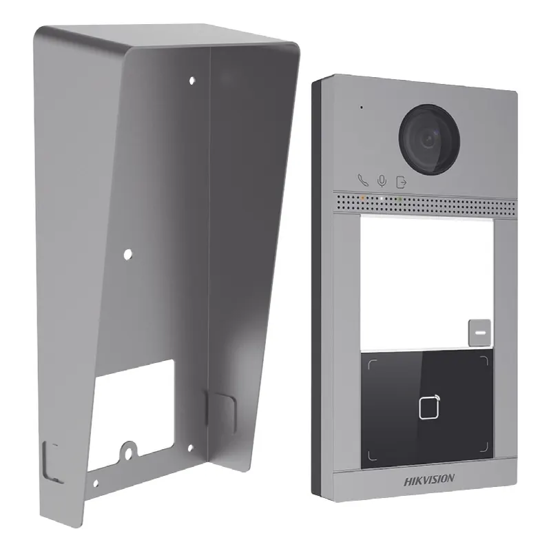 Kit Videoportero + Carcasa protectora IP 2 Megapixel / Llamada y Apertura Remota desde App Hik-Connect / PoE / Exterior IP65 + Antivandalico IK08 / 1 Departamento / Apertura con Tarjeta / Soporta 2 Puertas y hasta 6 Monitores