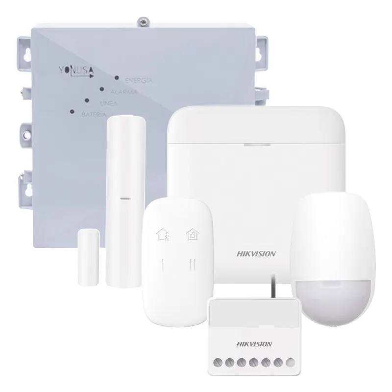 (AX PRO + YONUSA) KIT de Alarma AX PRO / Incluye: 1 Hub con bateria de respaldo / 1 Energizador 2500Mts Lineales / 1 Relevador 0 a 36 Vcc (Max. 5 A) con Entrada de Alarma 27/7 / 1 Keyfob / 1 PIR Interior / 1 Magnético