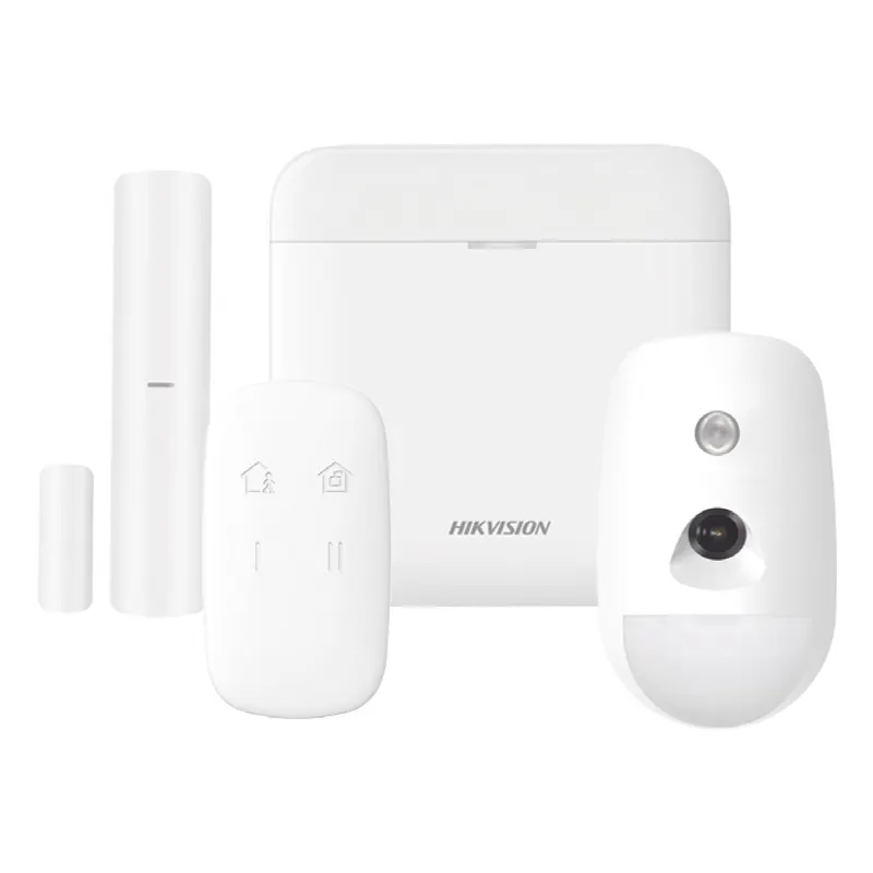 (AX PRO) KIT de Alarma AX PRO / Incluye: 1 Hub con bateria de respaldo / 1 Sensor PIR con Cámara / 1 Contacto Magnético / 1 Control Remoto / WiFi / Compatible con Hik-Connect P2P
