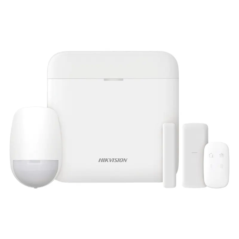 (AX PRO) KIT de Alarma AX PRO con GSM (3G/4G) / Incluye: 1 Hub con bateria de respaldo / 1 Sensor PIR / 1 Contacto Magnético Slim / 1 Control Remoto / Wi-Fi / Compatible con Hik-Connect P2P