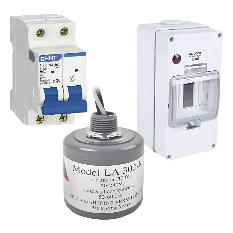 Kit de Centro de Carga Para Corriente Alterna, Breaker de hasta  400 Vca de 40 A con Supresor de Picos Transitorios.