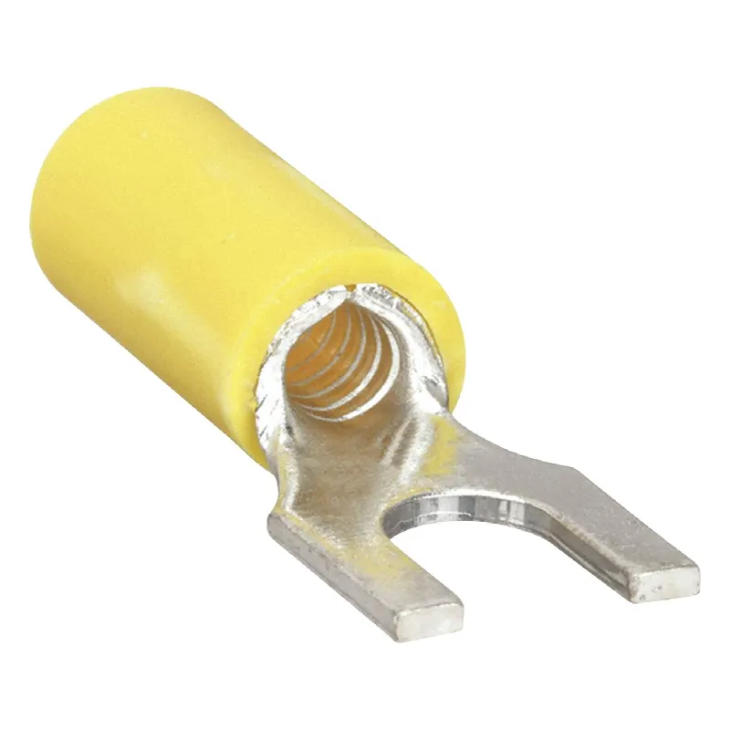 Terminal tipo horquilla ( espada ) aislada / 12 - 10 AWG / Amarillo / Paquete de 25 piezas.