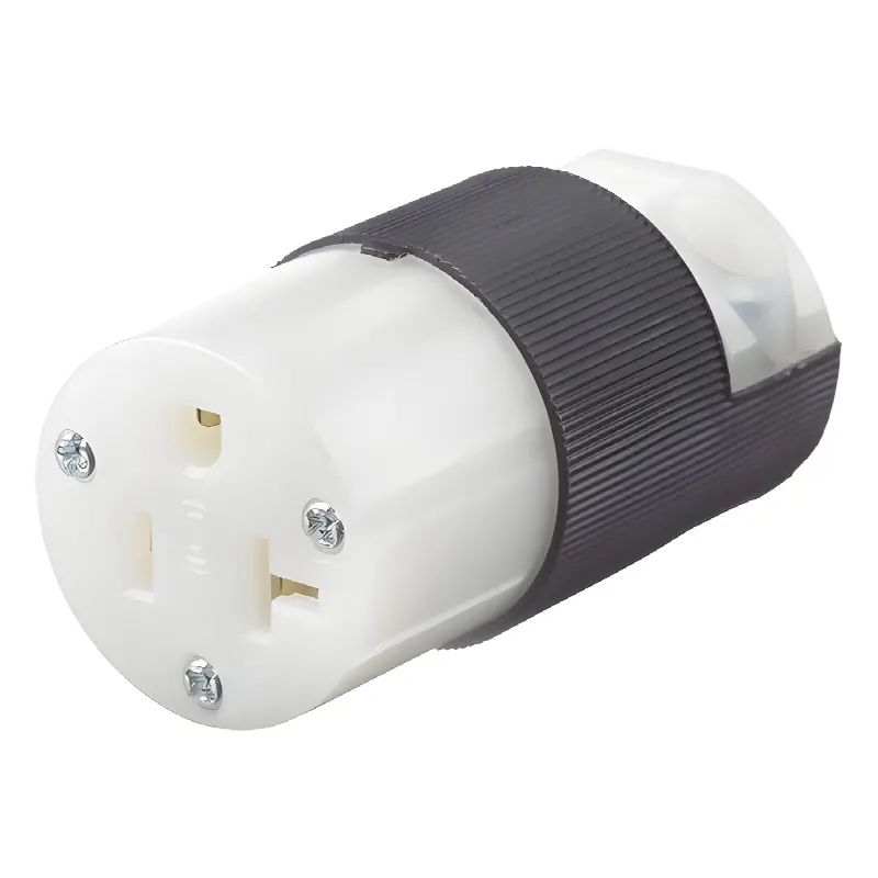 Conector Entrada Recta/ 20 A 125V/ 2 Polos 3 Hilos/ Nema 5-20 R/ Grado Industrial- Comercial / Color Negro-Blanco.