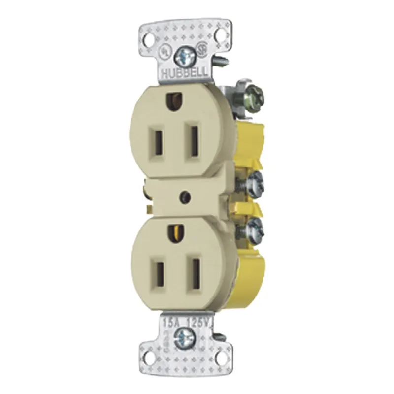 Contacto Duplex 15A 125V/ 2 Polos 3 Hilos / Cableado posterior y lateral / Nema 5-15R / Color Marfil.