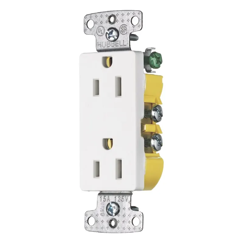 Contacto Duplex Decorador 15A 125V, 2 Polos, 3 Hilos, Color  Blanco (Nema5-15R).