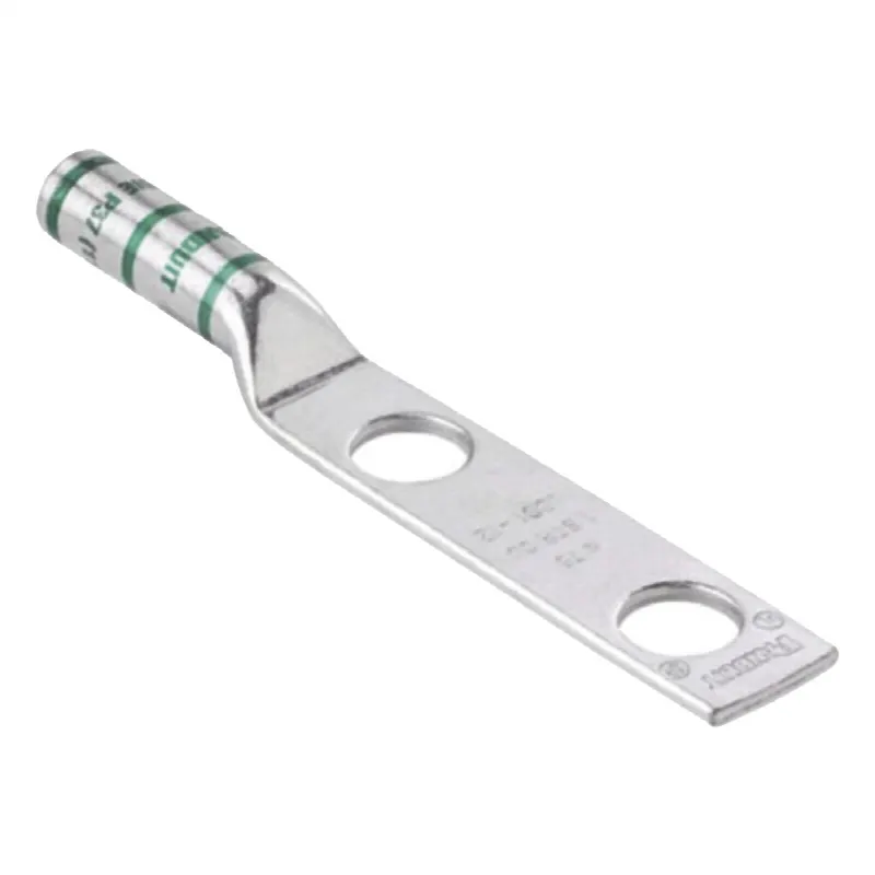 Conector de Compresión de Cobre con 2 Orificios 3/8 para Cable 2 AWG,  1 de espacio entre Orificios. Paquete de 25 Piezas