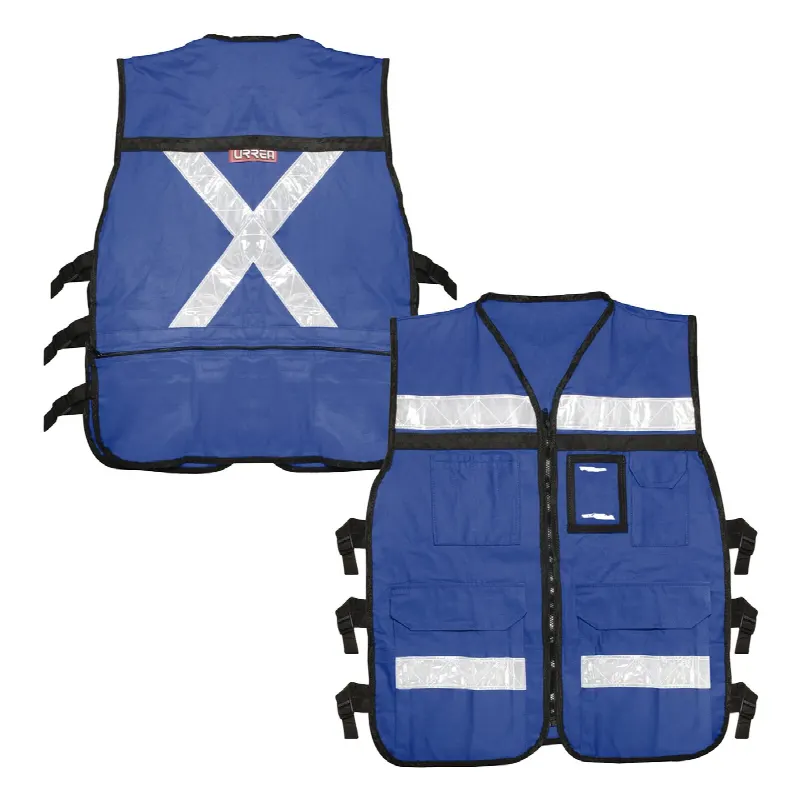 Chaleco Reflejante con 6 Bolsas Externas / 6 Broches ajustables / Talla Grande.
