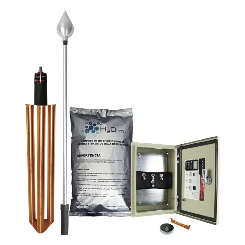 Kit de Pararrayo con Punta en Aluminio con Diámetro de Protección de 160 metros.