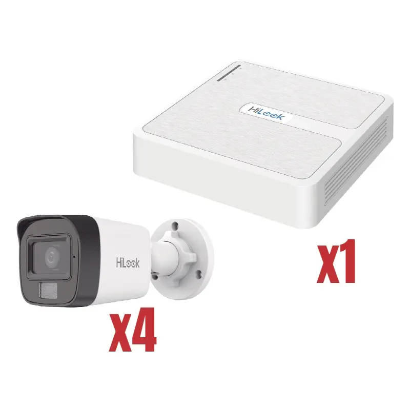Kit IP 1080p (2 Megapixel) / NVR de 4 Canales con 4 Puertos PoE / 4 Cámaras IP Bala para Exteior