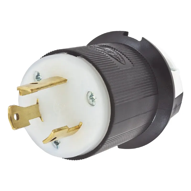 Clavija Industrial con Bloqueo de Media Vuelta / 30 A 125 V CA / 2 Polos 3 Hilos / Color Blanco y Negro / Nema L5-30P.