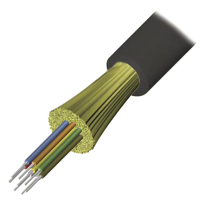 Cable de Fibra Óptica de 12 hilos, Interior/Exterior, Tight Buffer, No Conductiva (Dielectrica), Riser, Multimodo OM3 50/125 optimizada, 1 Metro