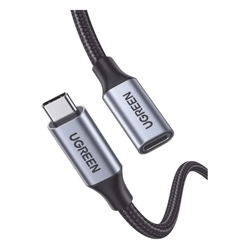 Cable USB-C Macho a USB-C Hembra / 1metro / USB-C 3.1 Gen 2 / Compatible con Thunderbolt 3 / Carcasa de Aluminio / Nylon Trenzado /  Transferencia de Datos 10 Gbps / Soporta hasta 100W para Carga Rápida / 2 años de  Garantía