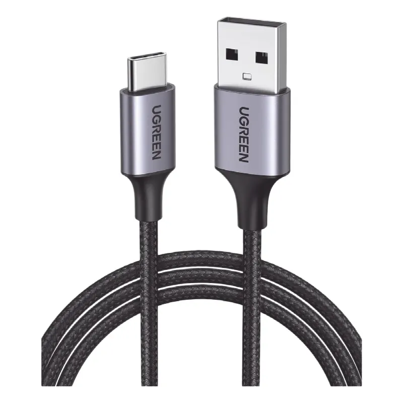 Cable USB-A a USB-C | 2 Metros | Transferencia de datos de 480 Mbps | Carga Rápida | QC 4.0/3.0/2.0 | FPC | AFC | Protección Integrada | Caja de Aluminio | Nylon Trenzado | Color Negro | 2 años de Garantía.