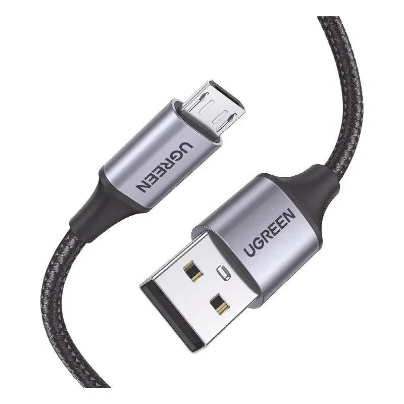 Cable USB-A a Micro USB | 1 Metro | Carga Rápida | QC 3.0/2.0 | FPC | AFC | Transferencia de datos de 480 Mbps | Recarga hasta 18W | Protección Integrada | Caja de Aluminio | Nylon Trenzado | Color Negro | 2 años de Garantía.