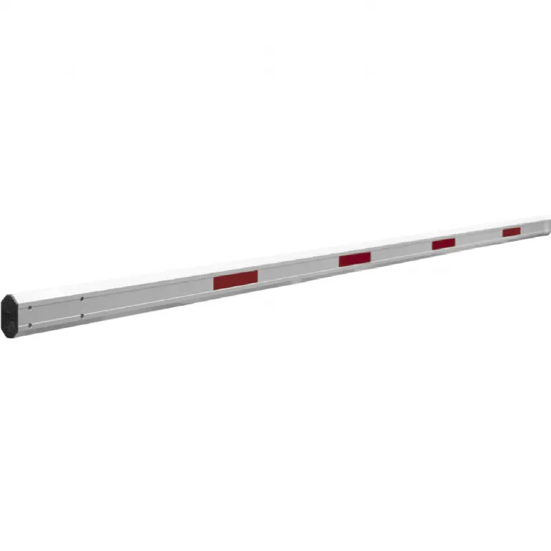 Brazo Telescópico para Barrera / Aluminio / 8 m (26.2 ft) / Bandas Rojas de Alta Visibilidad / Acabado Blanco